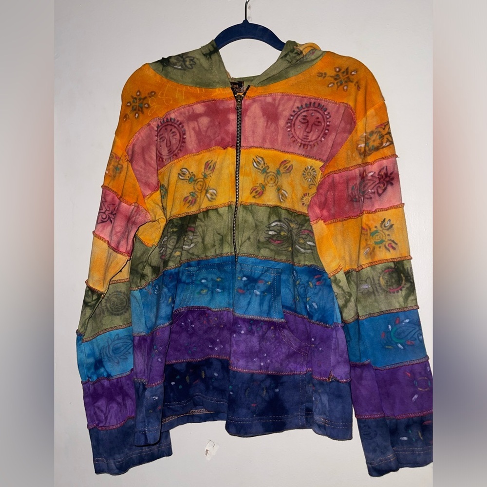 Hippie boho Colorful Artsy Cotton Long Sleeve hoodie